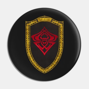 Spider Sigil Red (Shield Gold Celtic Rope Gold rims Black Core) Pin