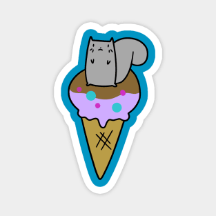 Gray Squirrel Icecream Cone Magnet