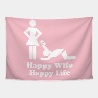 happy wife happy life Tapestry