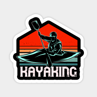 Kayaking River Paddle Boating Vintage Kayaker Magnet
