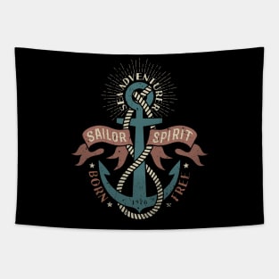 Marine print, with anchor and heraldic ribbons Tapestry