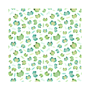 Frogs Ribbit Illustration Seamless Pattern T-Shirt