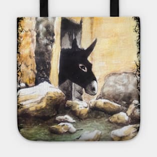 At the Window - Donkey Portrait Watercolor Tote