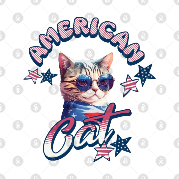 Funny American Cool Cat by Pixelate Cat