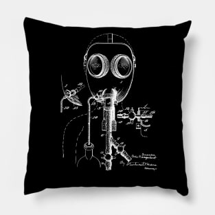 Gas Mask Vintage Patent Drawing Pillow