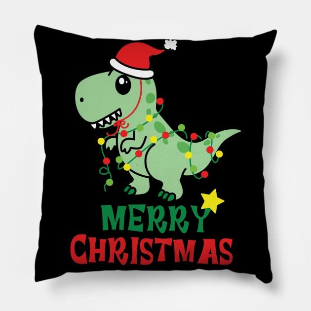 Santa dinosaur, Minimalist Santa Claus Pillow by TrendsCollection