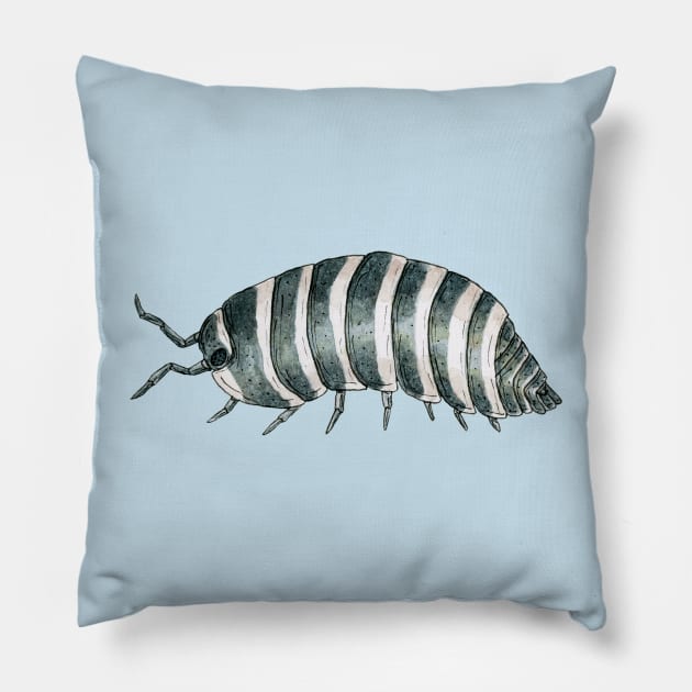 Armadillidium maculatum- Zebra Isopod Pillow by paintedpansy