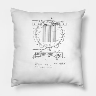 Tambourine Drum Vintage Patent Hand Drawing Pillow