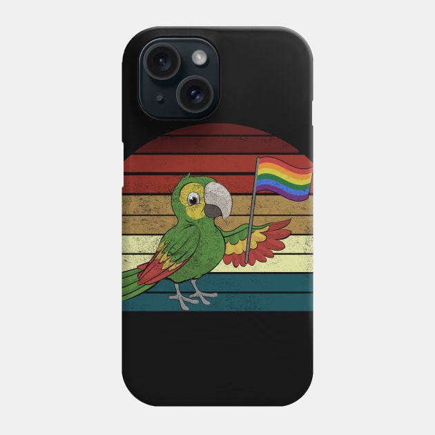 Vintage Gay Pride Flag Parrot T-Shirt For LGBT Pride Phone Case by Kaileymahoney