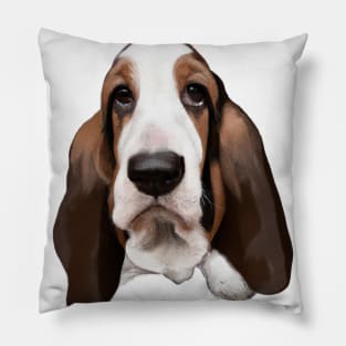 Cute Basset Hound Drawing Pillow