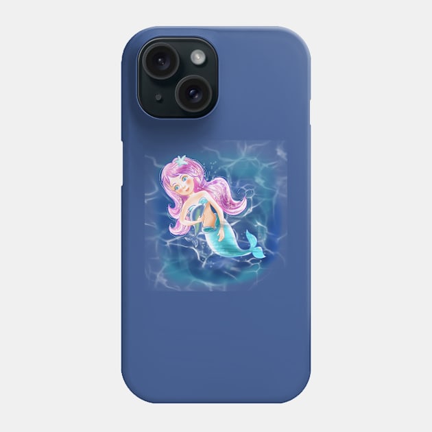 magical mermaid in the sea with a dolphin, children's illustration Phone Case by sonaart