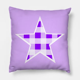 Purple and White Buffalo Plaid Star Pillow