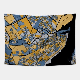 Quebec City Map Pattern in Blue & Gold Tapestry