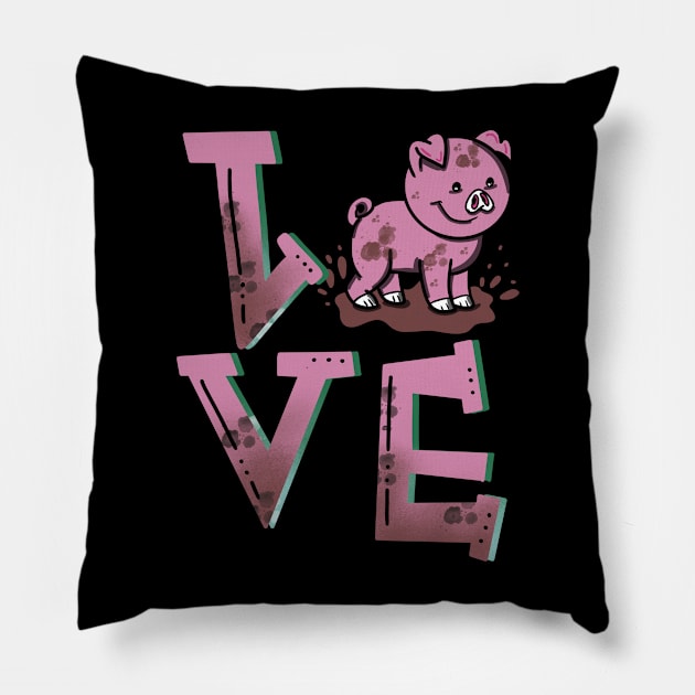 Love Dirty Farm Pink Pig Pillow by GeekyFairy