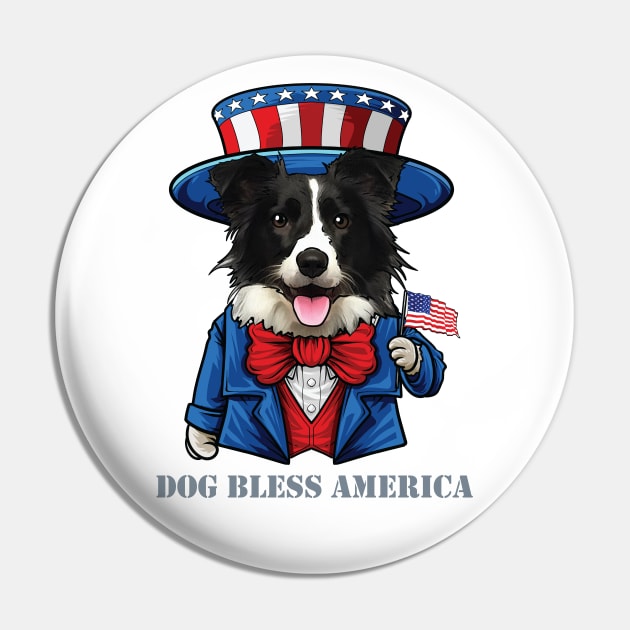 Border Collie Dog Bless America Pin by whyitsme