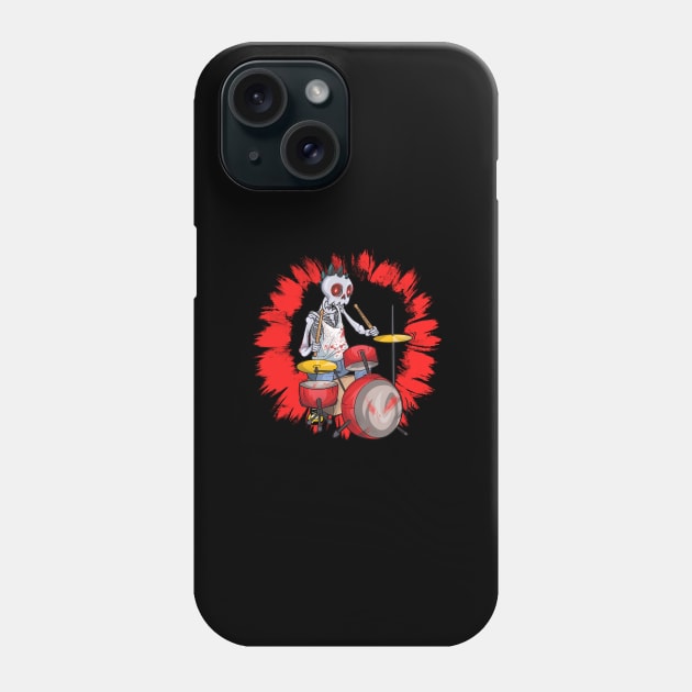 Punk Drummer Skull Phone Case by Trendy Black Sheep