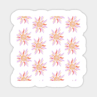 Watercolor Sunshine Pattern - Orange & Lavender Magnet