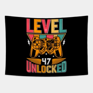 Level 47 Unlocked Awesome Since 1976 Funny Gamer Birthday Tapestry