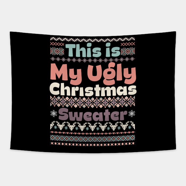 Funny Christmas Ugly Christmas Sweater Holiday Gifts Tapestry by thuden1738