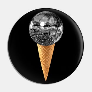 Silver Disco Ball Ice Cream Cone Pin