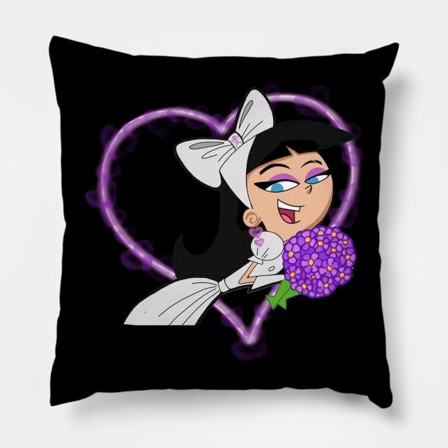 Trixie Tang Wedding Dress Flowers Couple Cute Heart Glow Pillow by UrbaneWanderlust