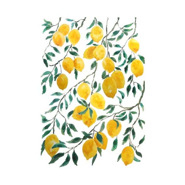 watercolor yellow lemon pattern by colorandcolor