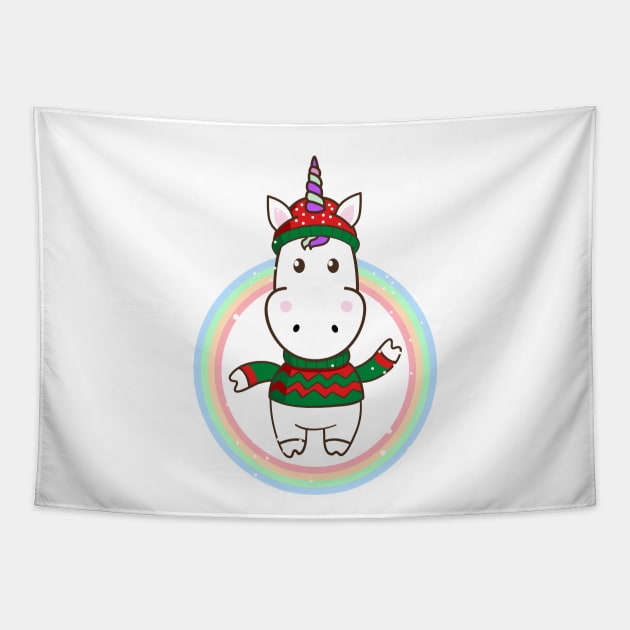 winter unicorn Tapestry by ElWish