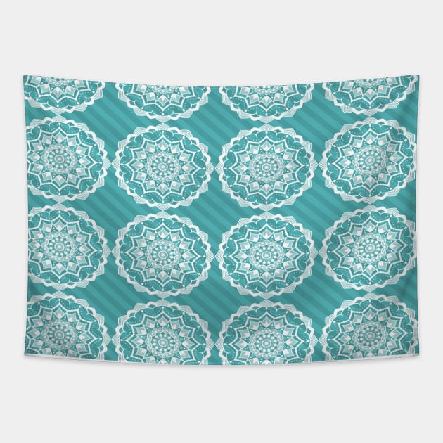 Turquoise Drawing Pattern Tapestry by SomebodyArts