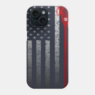 Vintage Lacrosse Stick American Flag Faded Distressed Phone Case