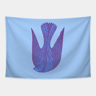 Cute blue love bird in the air Tapestry