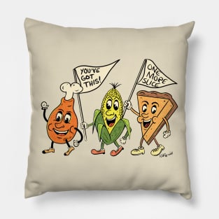 Thanksgiving Parade of Food Retro Vintage Characters Pillow