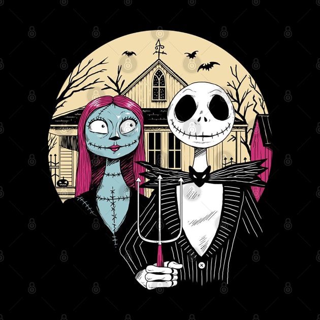 Jack and Sally Gothic Nightmare Before Christmas Spooky by JDVNart