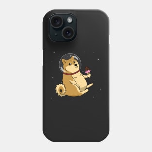 chubby space doge with icecream - wow Phone Case