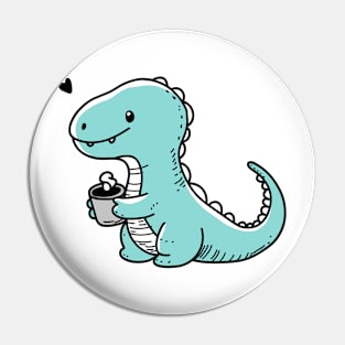 Dinosaur with coffee Pin