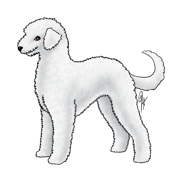 Dog - Bedlington Terrier - Unclipped White by Jen's Dogs Custom Gifts and Designs