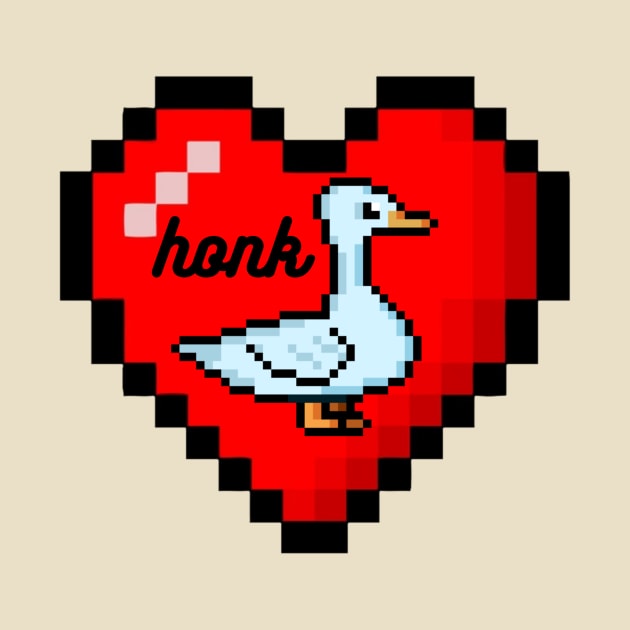 8-Bit Style Retro Heart Goose Design. by OnlyGeeses