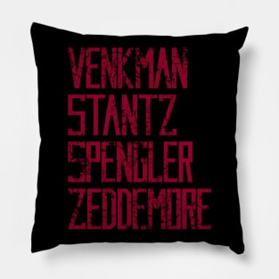 Venkman, Stantz, Spengler, Zeddemore Name Badges – distressed (Ghostbusters) Pillow