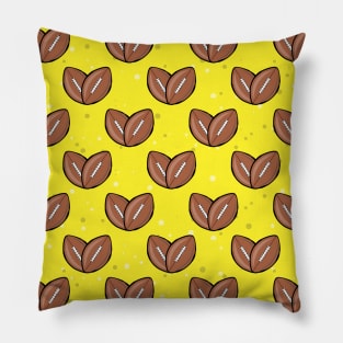 American Football Balls In Heart Shape - Seamless Pattern on Yellow Background Pillow