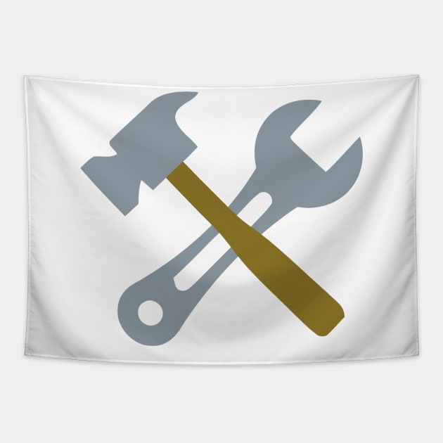 Hammer Spanner Tools Emoticon Logo Tapestry by AnotherOne