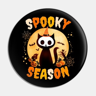 Spooky Season Cat Pumpkin Halloween T-Shirt Pin