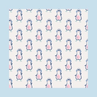 Christmas pattern with cute cartoon penguins T-Shirt