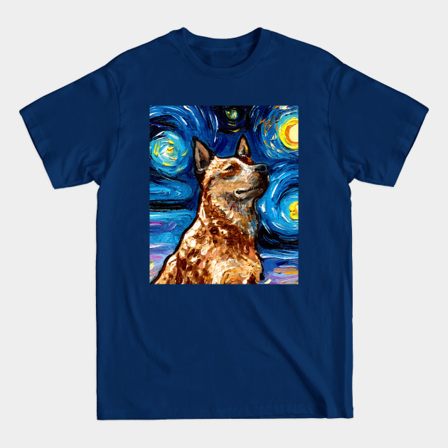 Red Heeler Night (Portrait) - Dog - T-Shirt