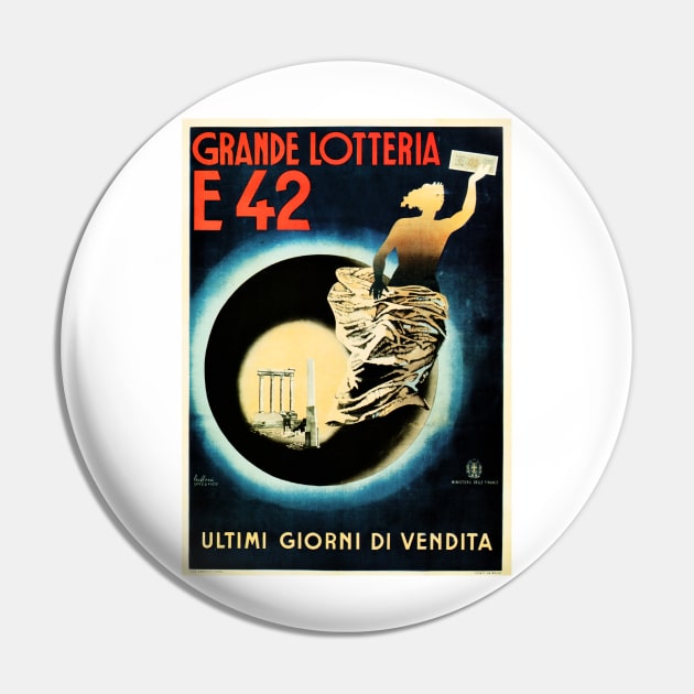 GRAND LOTTERY E 42 Hurry Last Day! by Buffoni Spreafico, Vintage Italian Advertisement Pin by vintageposters