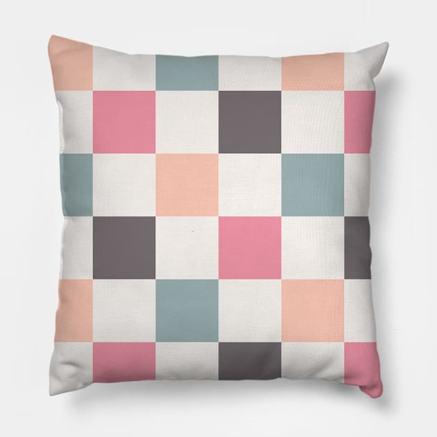 Summer Checkerboard Pattern Retro Vintage Pillow by Mastilo Designs