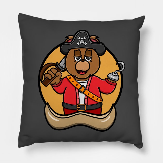 Pirate Bear Cartoon Mascot Pillow by tedykurniawan12