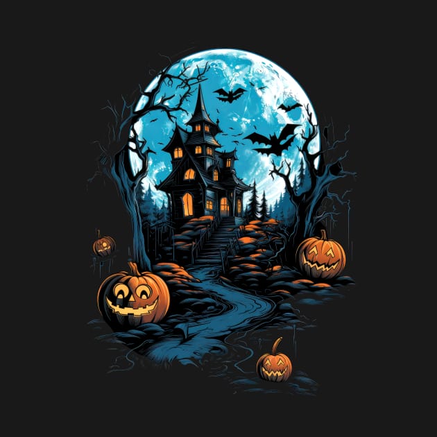 Haunted House Against the Moon by ZombieTeesEtc