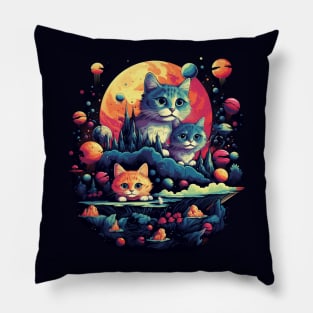 Cats surrealistic universe Pillow