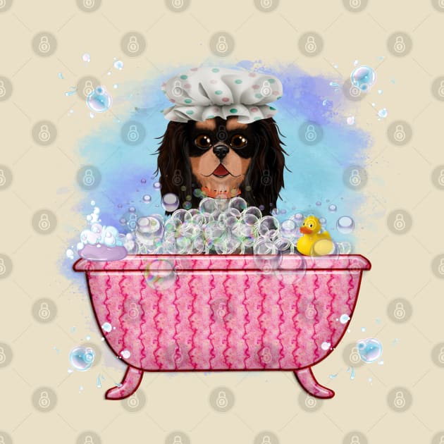 Black and Tan Cavalier King Charles Spaniel in a Bath Tub by Cavalier Gifts