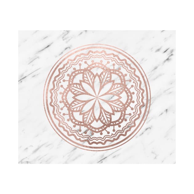 Marble mandala - soft rose gold on white by marbleco