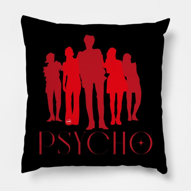 silhouette style design of red velvet group in the psycho era Pillow by MBSdesing 